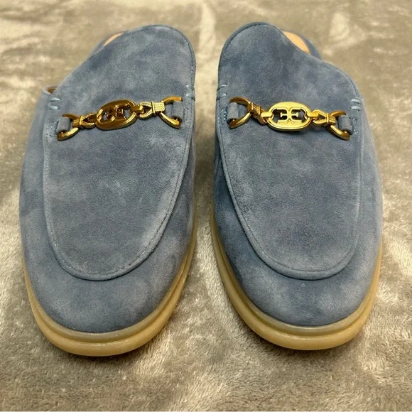 Sam Edelman Women’s Kira Blue & Gold Stone Suede Mule Size 9 M Slide On Shoes - Picture 3 of 16